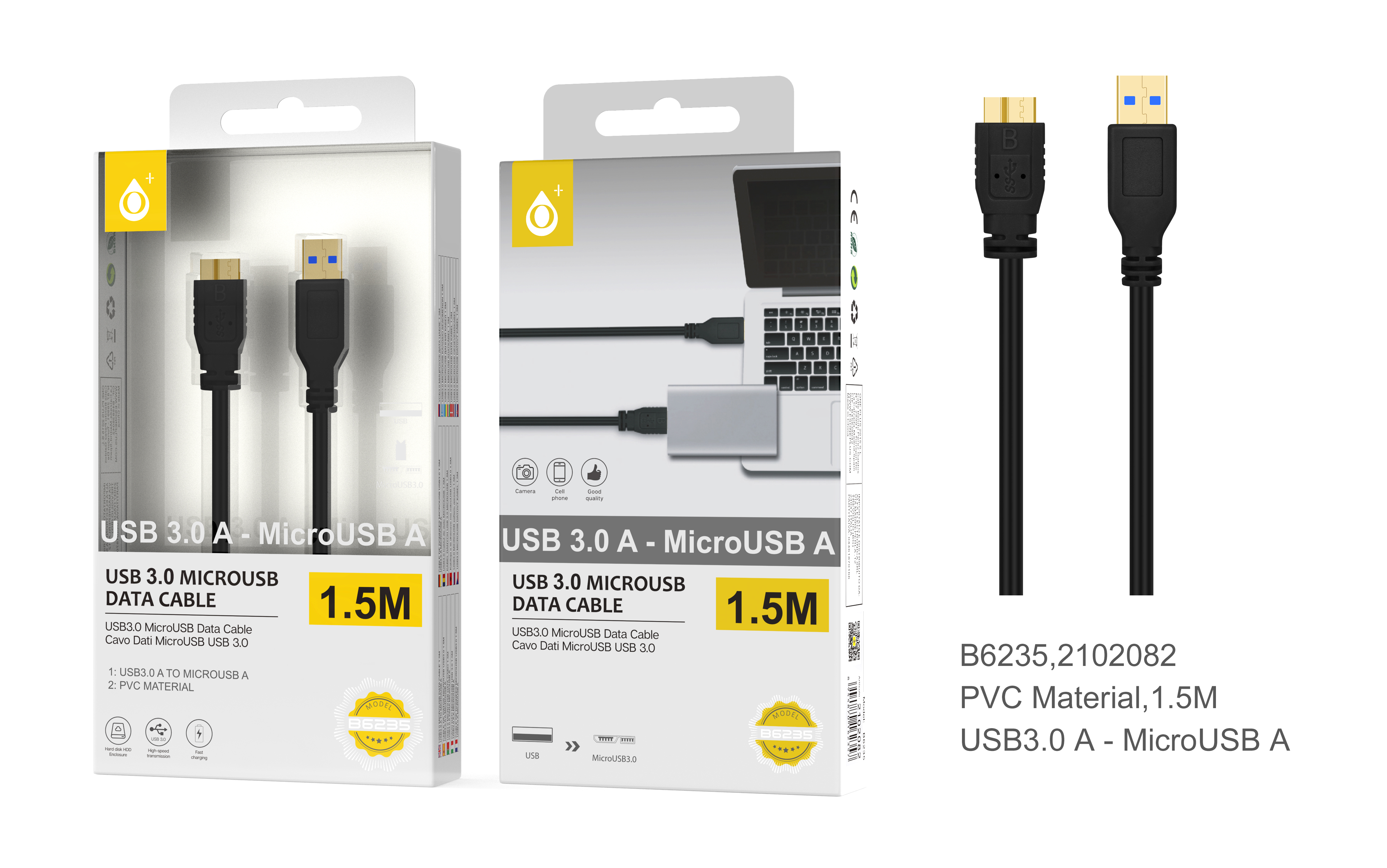 B6235 NE Cable de Micro USB 3.0 a USB , 1.5M, Negro
