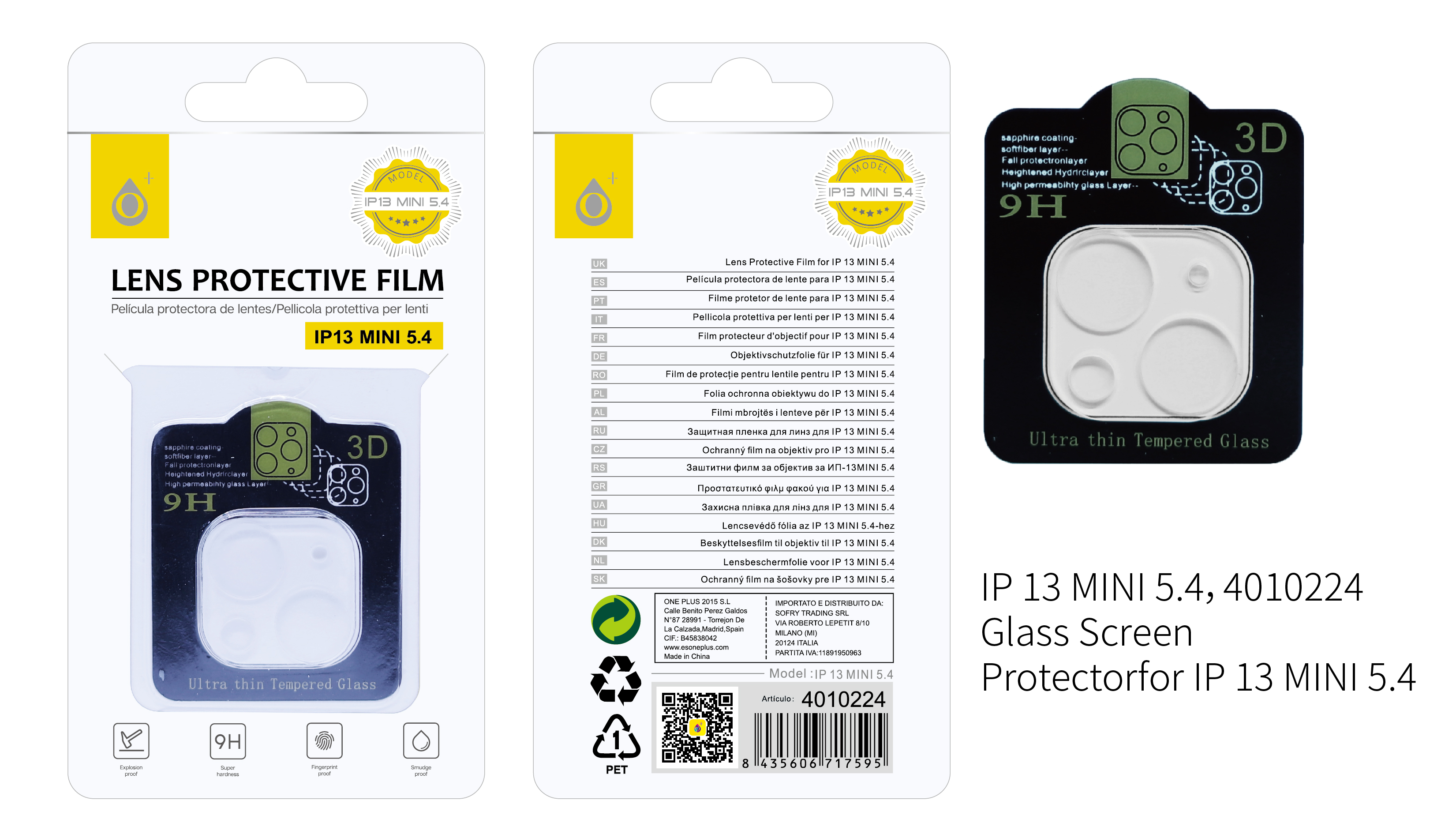 IP 13 Mini   Protector de Cristal para Camaras de Iphone IP 13 Mini  , Transparente