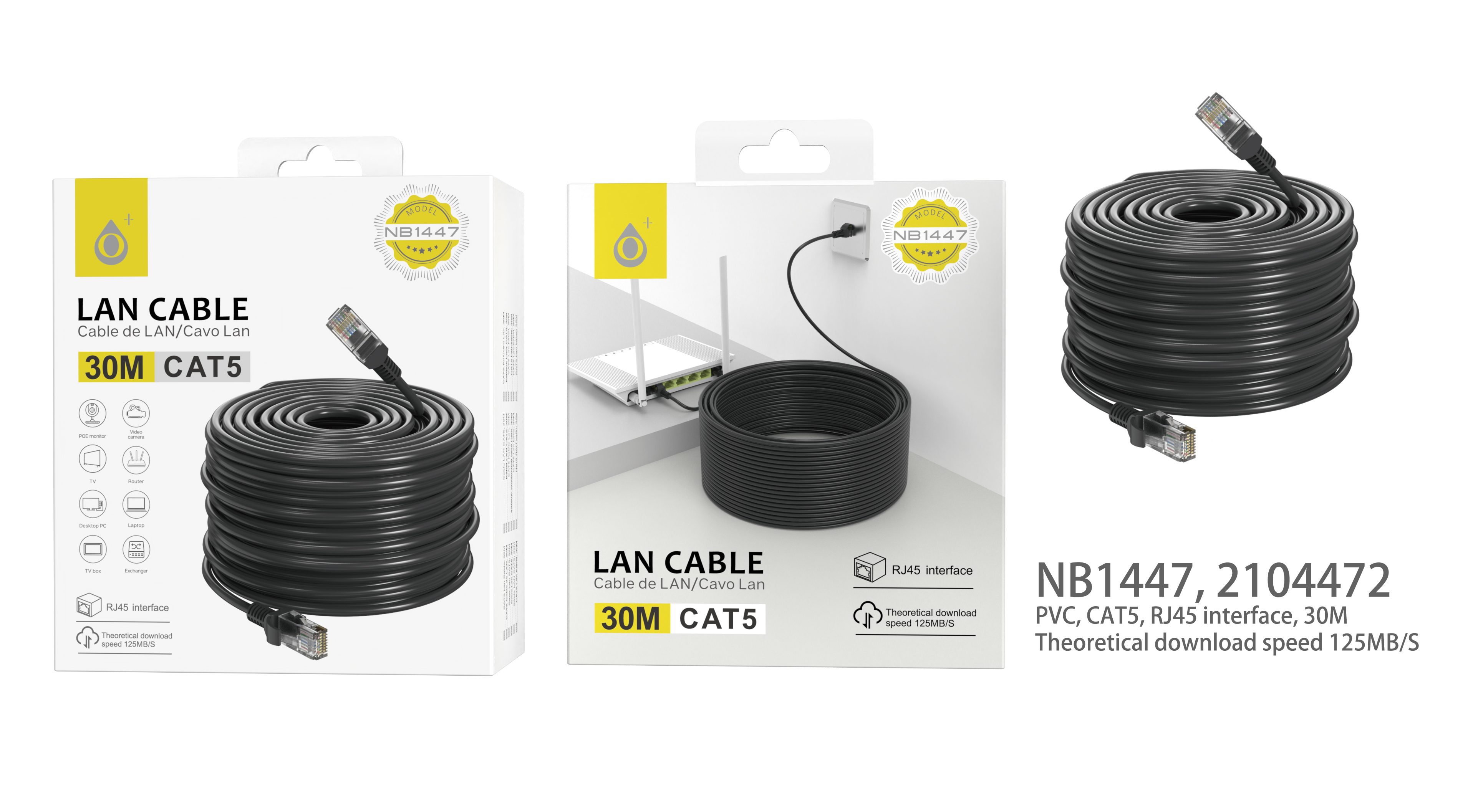 NB1447 NE Cable Internet CAT5 , 30M Longitud, Negro