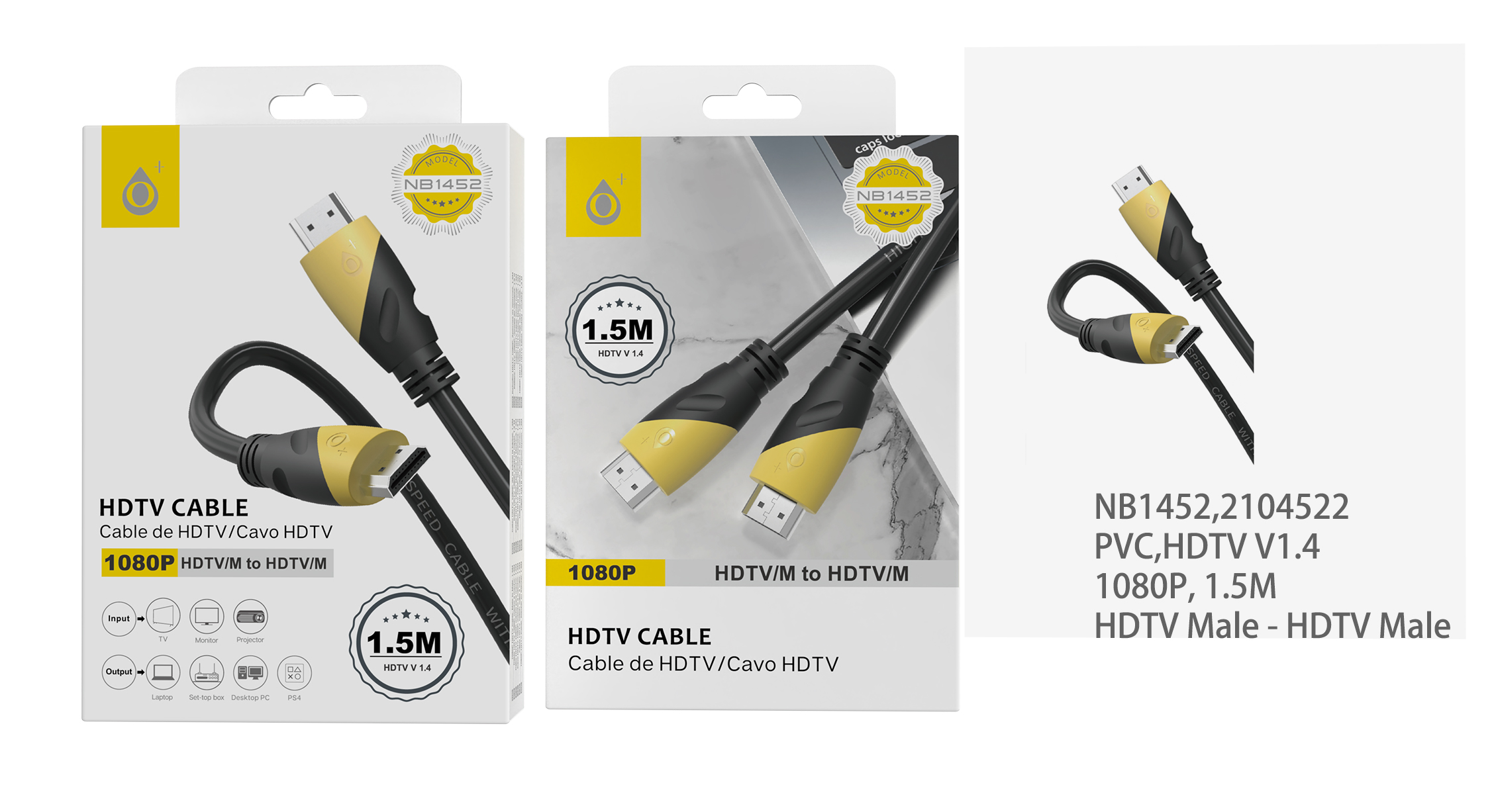 NB1452 NE Cable HDMI a HDMI (1.4 Version)1080P,Cable 1.5m,Negro