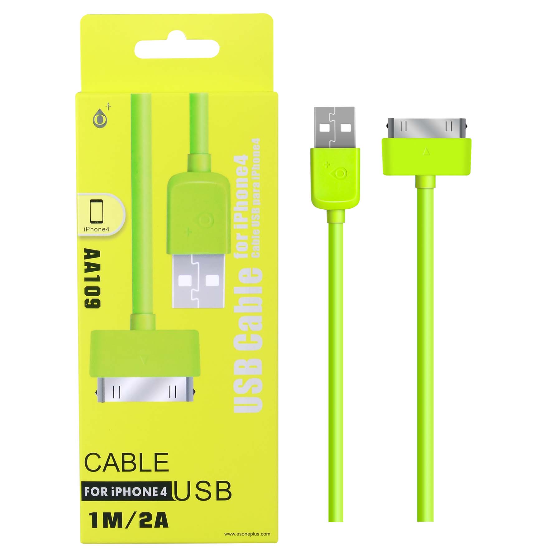 23101097 AA109 VE Cable de Datos para Iphone 4, 2A 1M, Verde