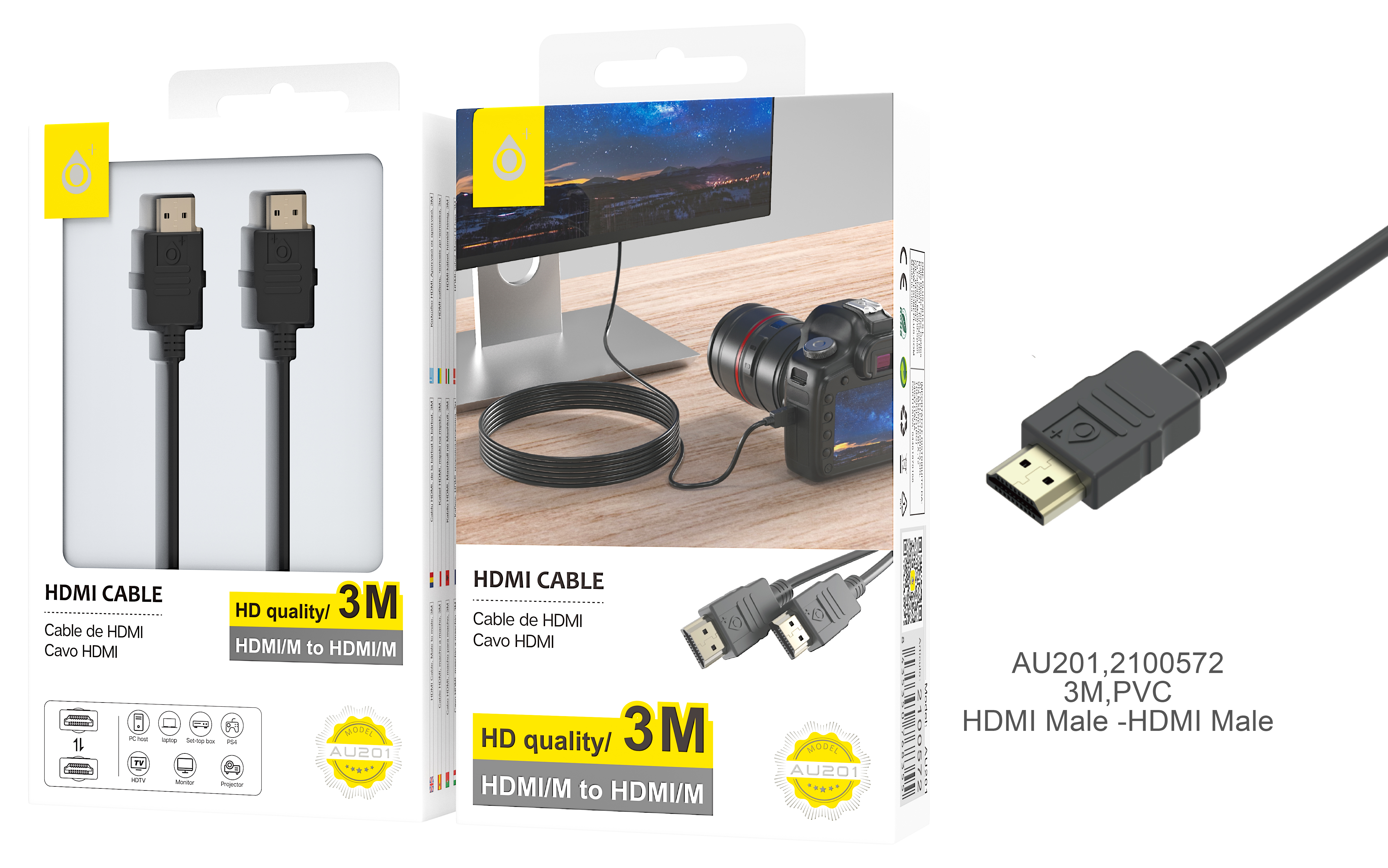 23410022 AU201 Cable HDMI OB AM/AM 3M