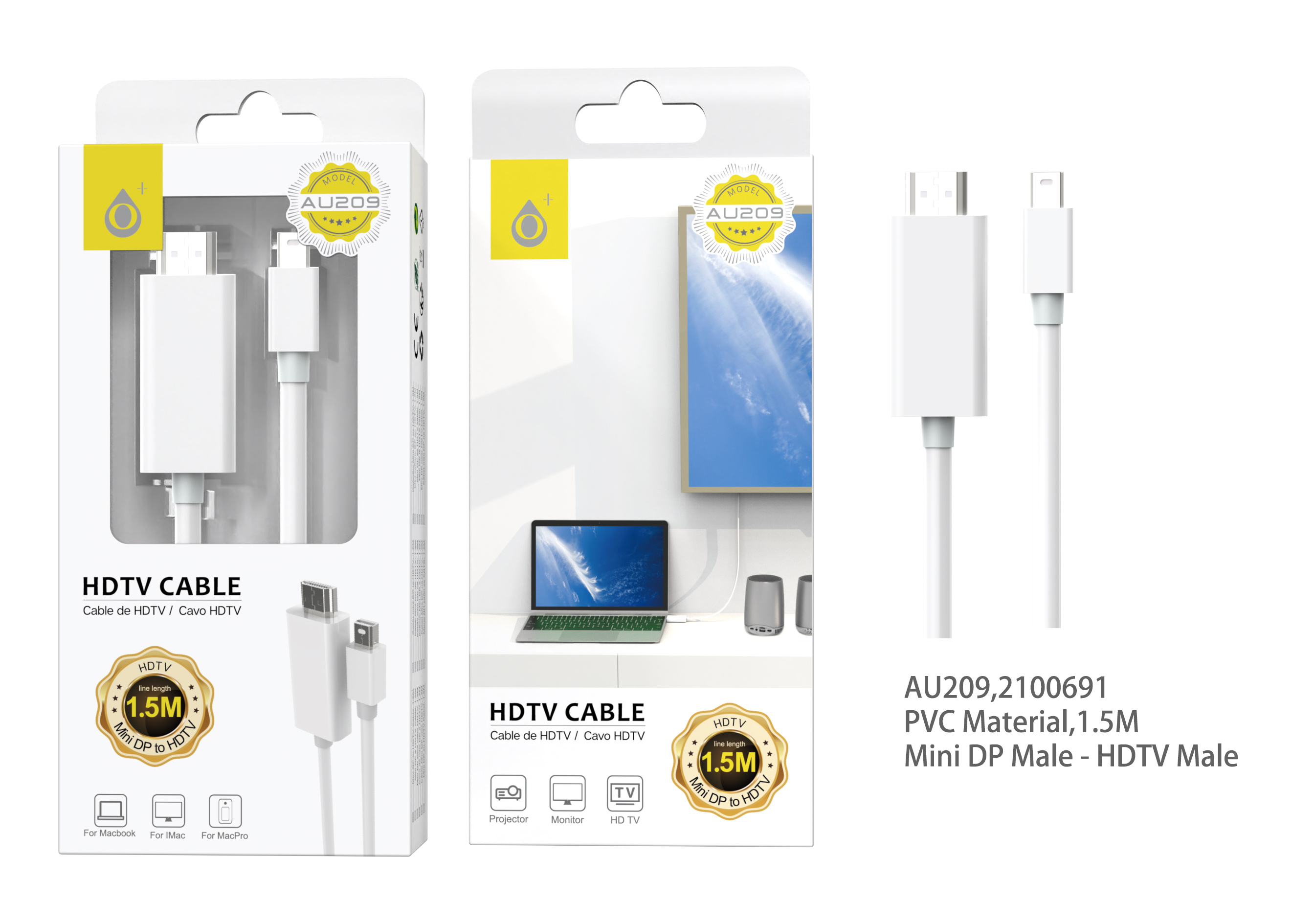 23410101 Au209-Cable Mini DP a HDMI AU209 Macbook a TV