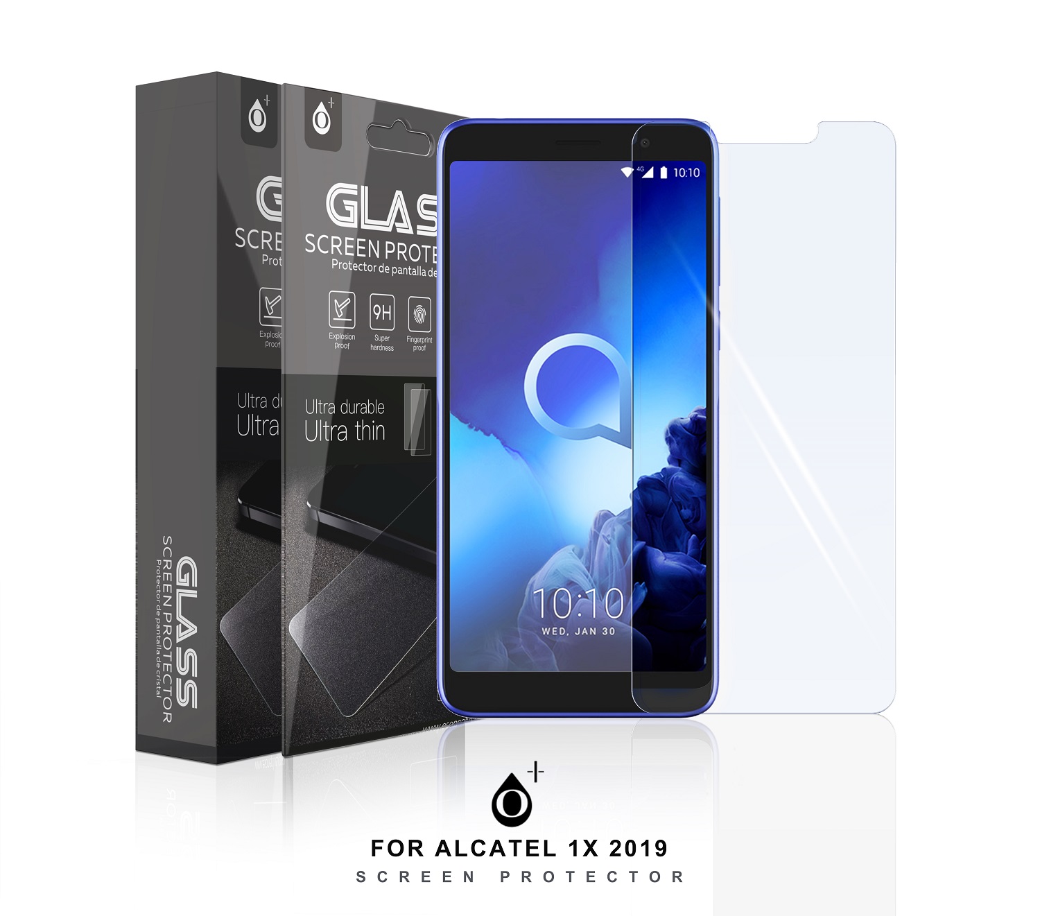 AL 1X 2019 Protector de Pantalla de Cristal para Alcatel 1X 2019