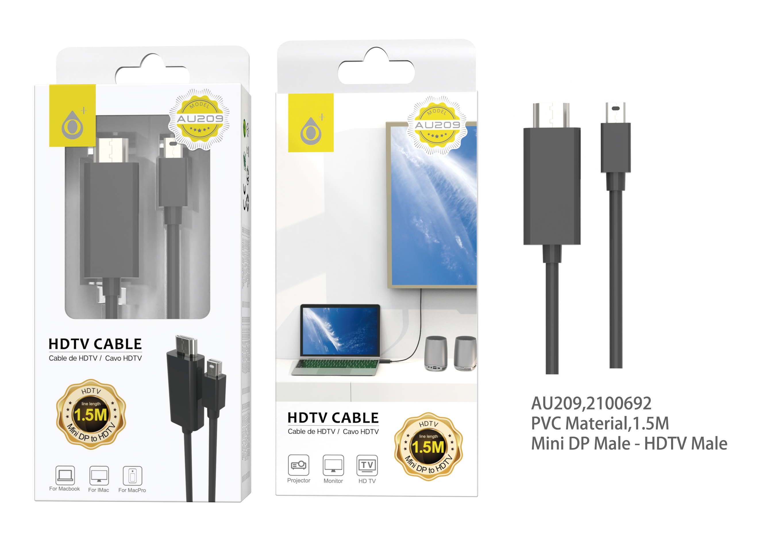 AU209 NE Cable de Mini DP a HDMI 1.5M,Negro