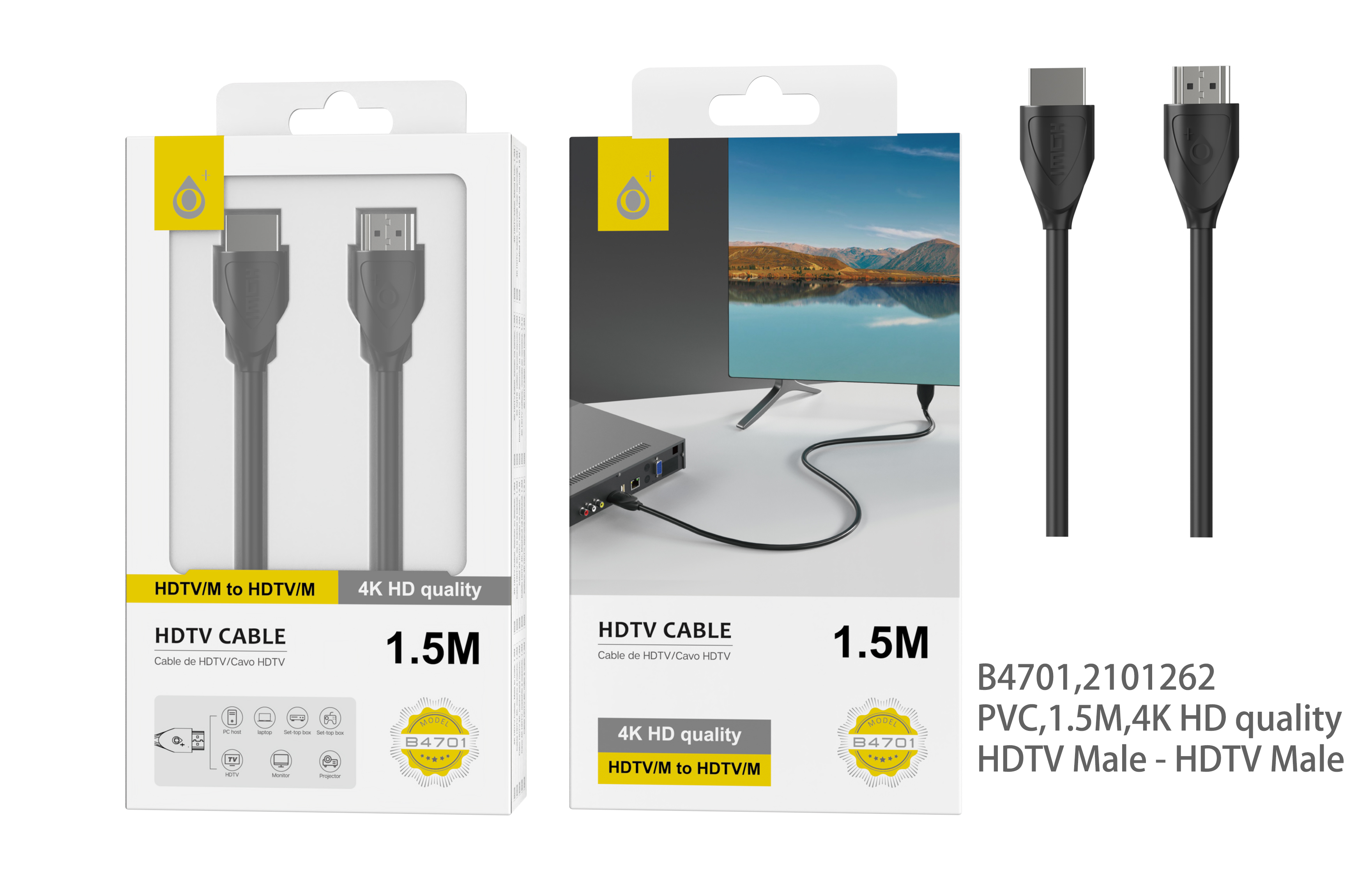 B4701 NE Cable HDMI 4K 1.5m ,Negro