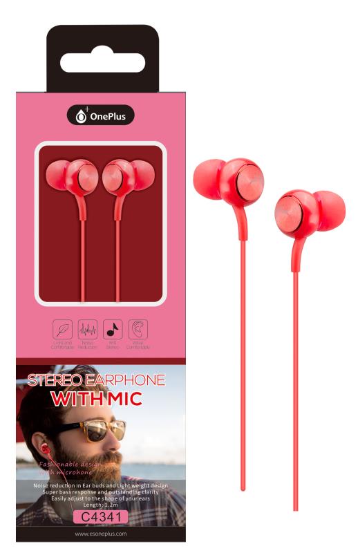 C4341 RJ Auriculares con Micrófono Winter,1.2M,Rojo