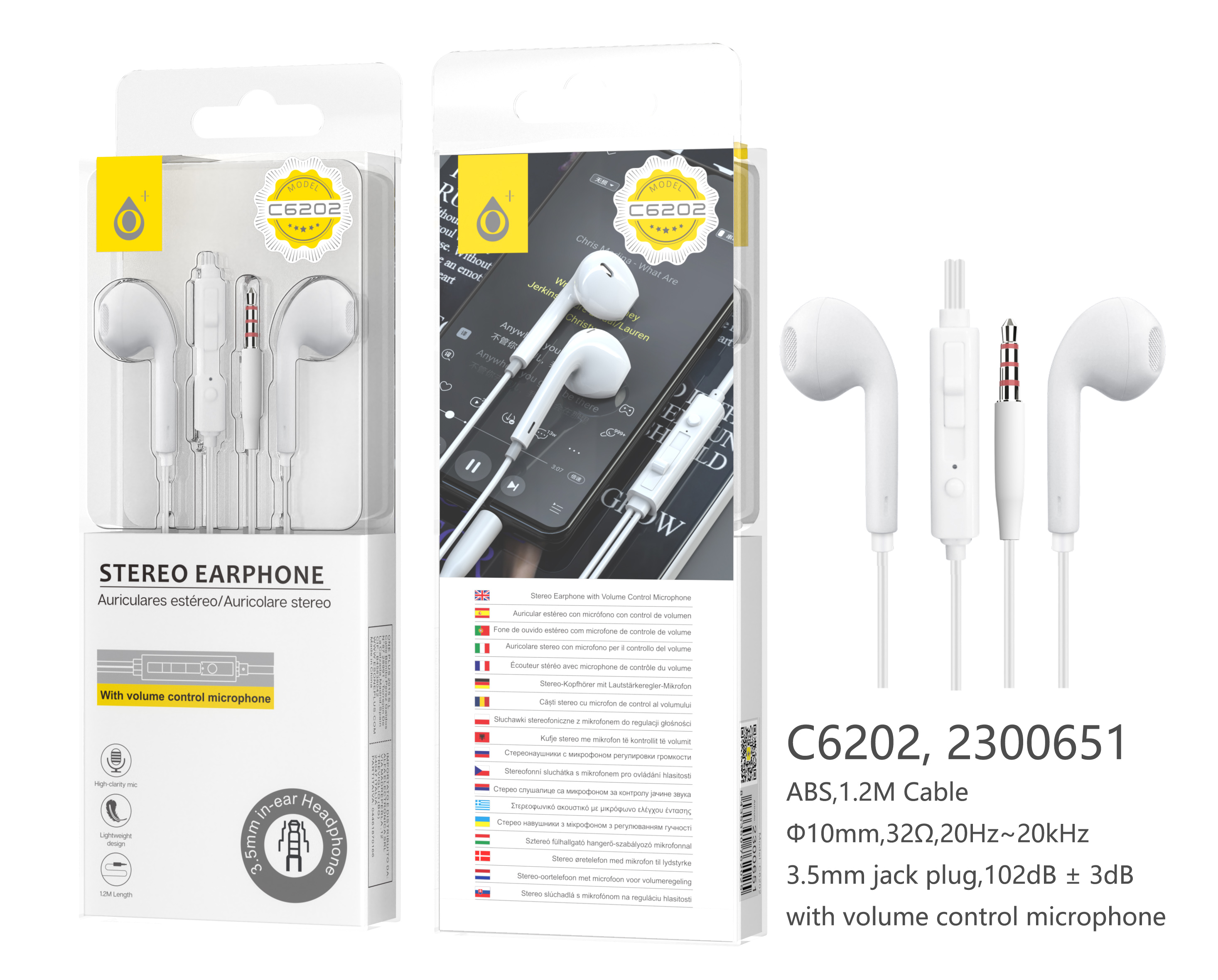 C6202 BL Auriculares con Microfono Air, Blanco