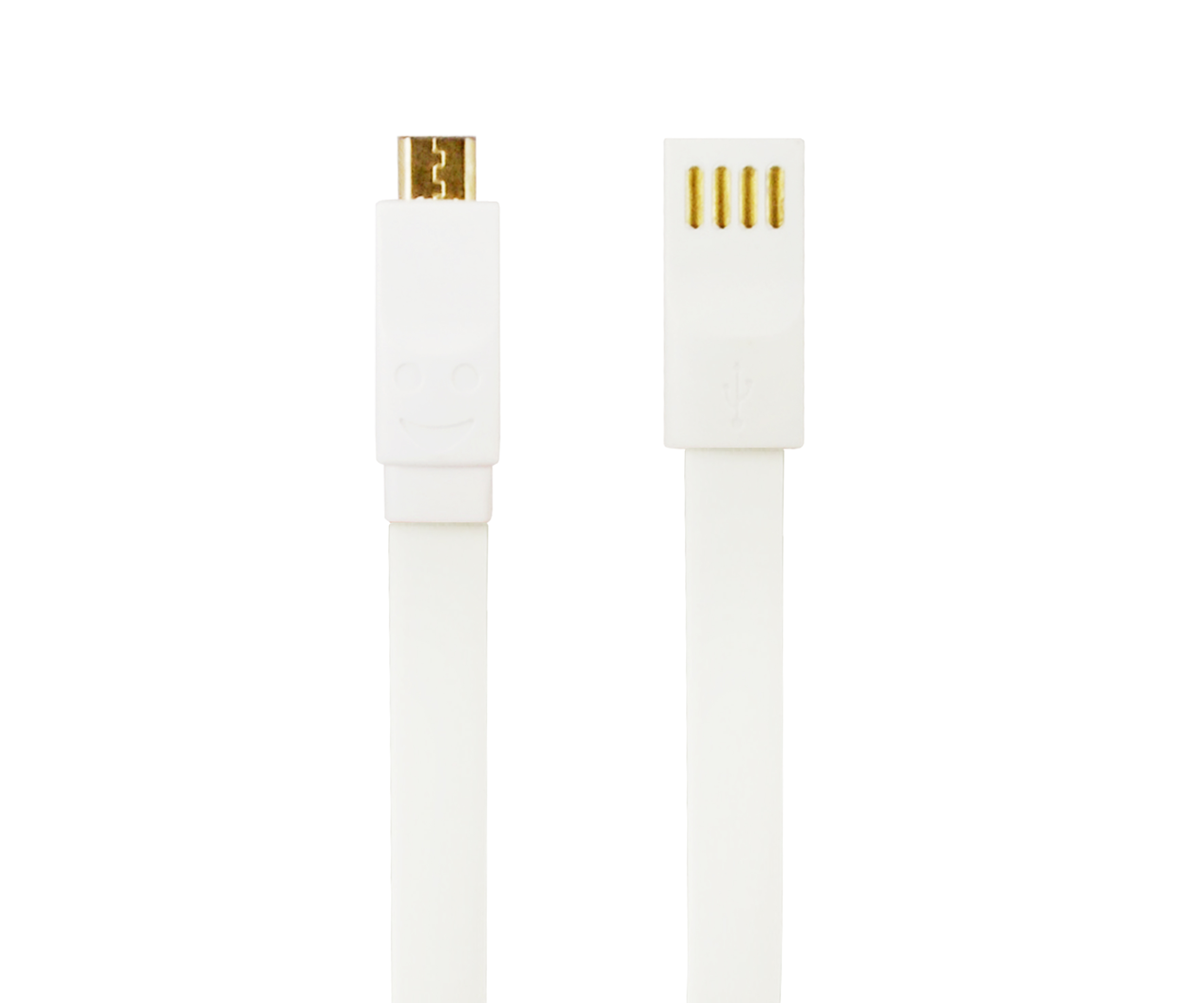 CABLE DE DATO PLANO MICRO USB ORO BAÑADO BLANCO