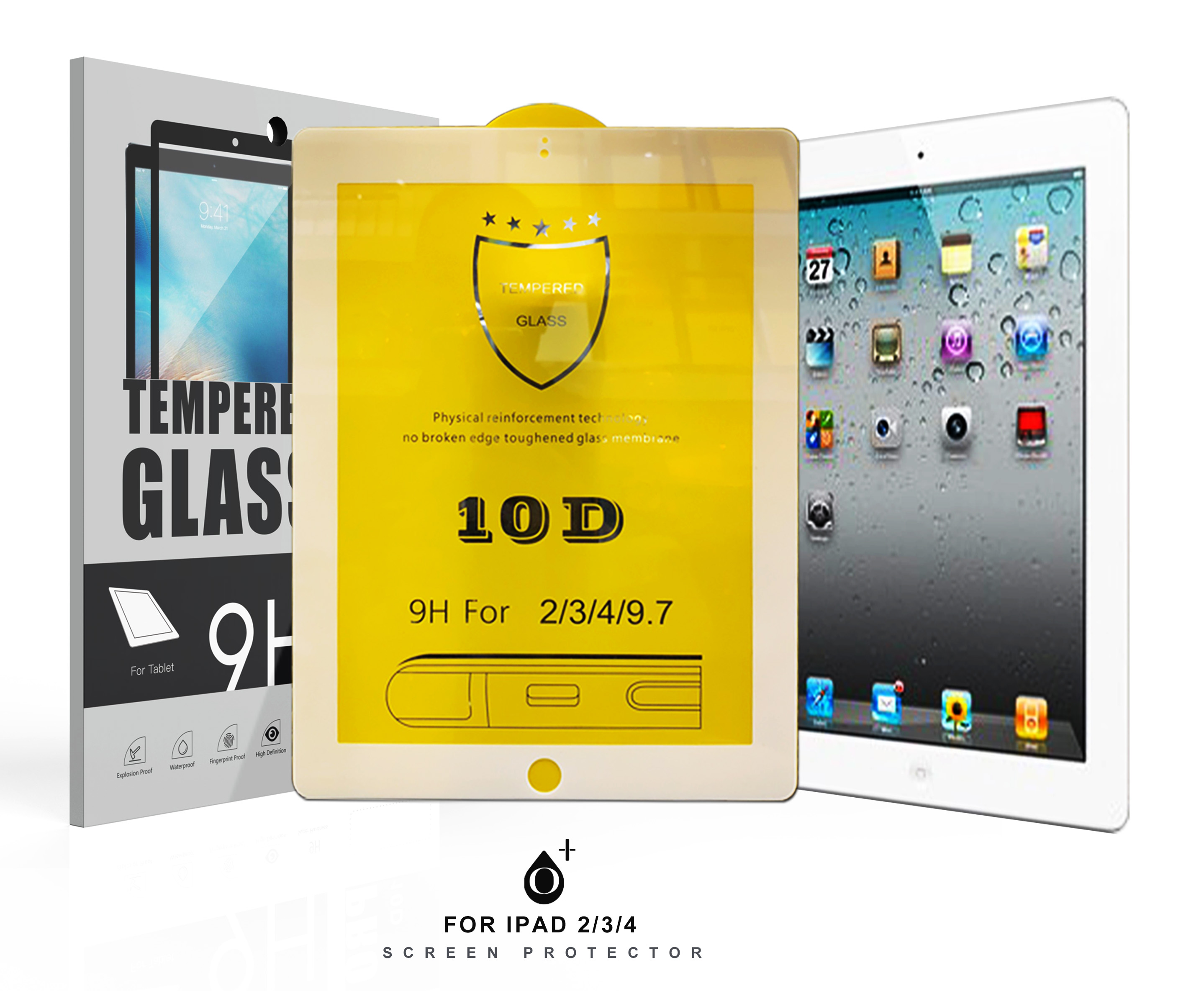 EQ BL IPAD 2/3/4 Protector de Pantalla Cristal Reforzado para Ipad 2/3/4 , Blanco