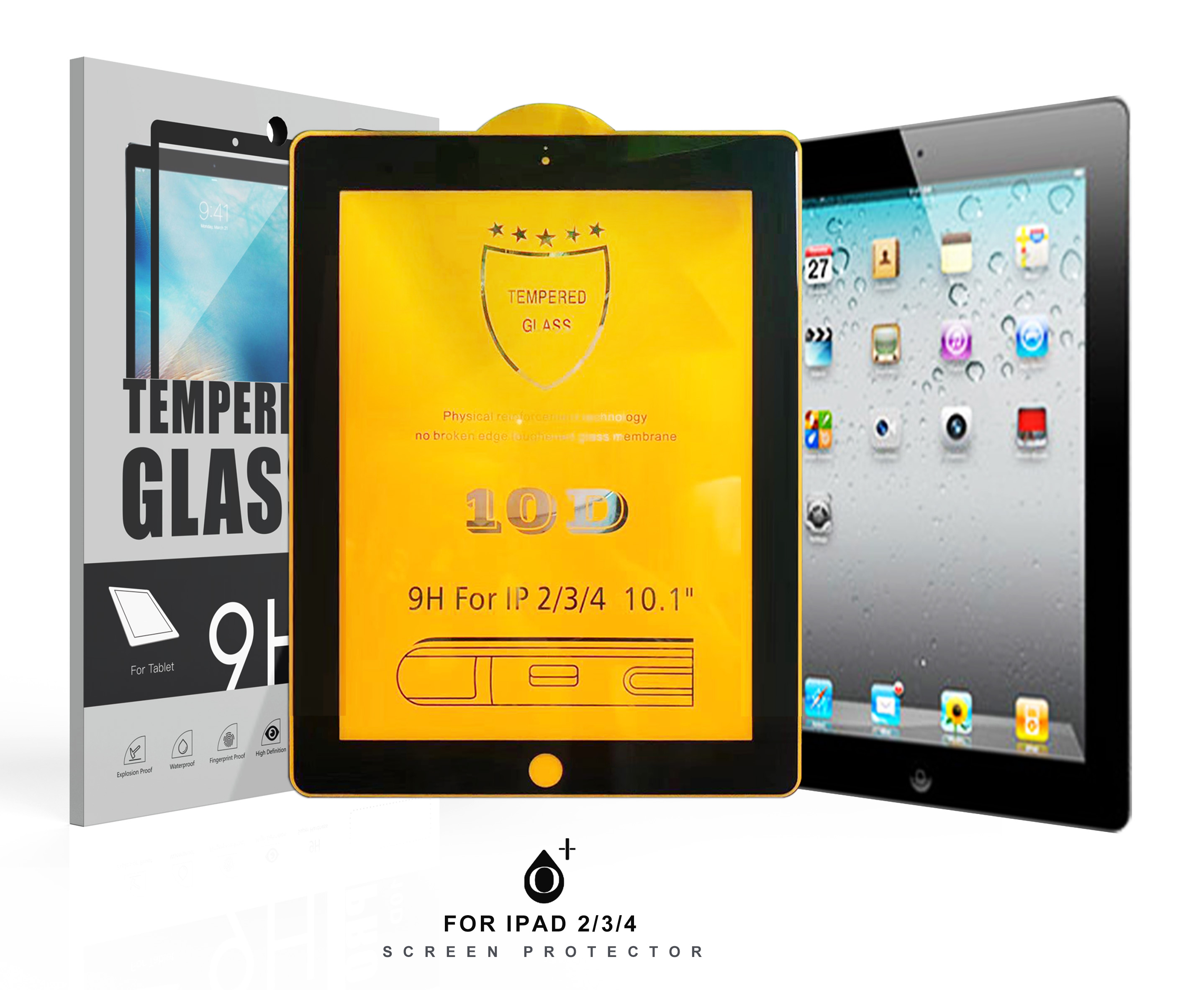 EQ NE IPAD 2/3/4 Protector de Pantalla Cristal Reforzado para Ipad 2/3/4 , Negro