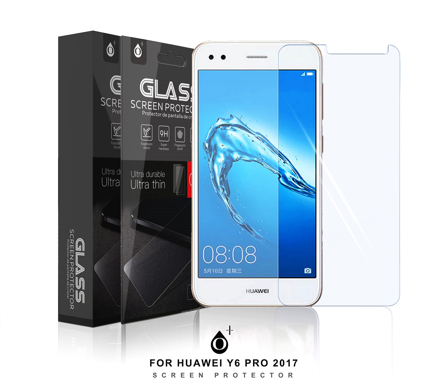 HW P9 Lite Mini/Y6 Pro 2017 Protector de Pantalla Cristal para Huawei P9 Lite Mini/Y6 Pro 2017