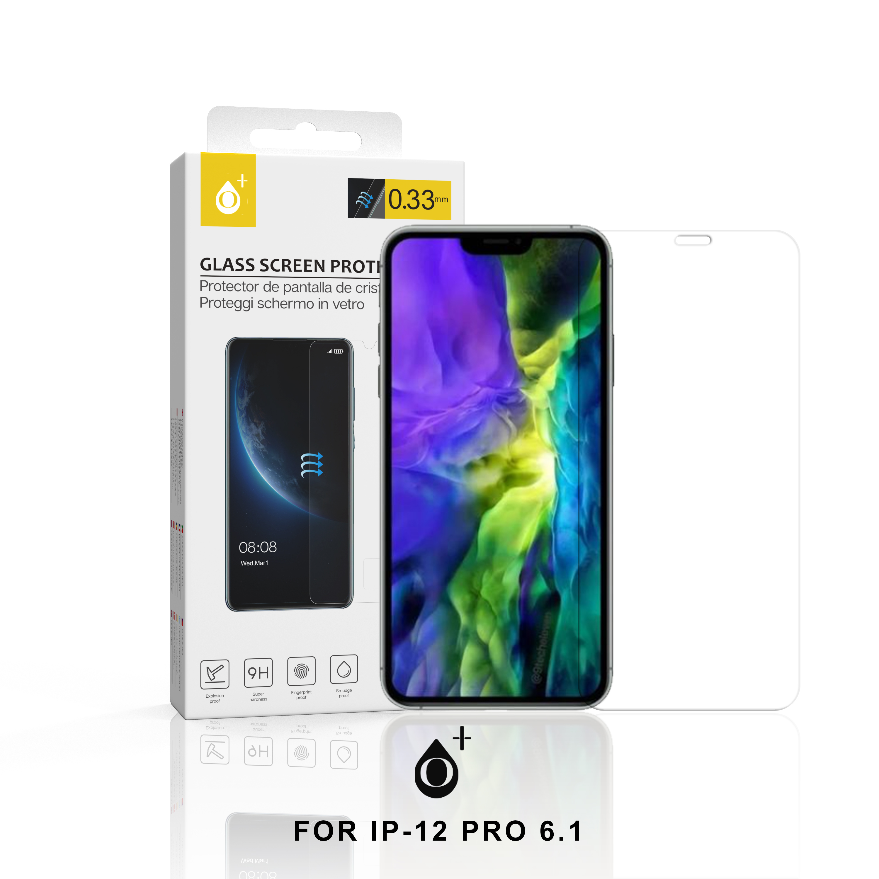 IP 12/PRO/6,1 Protector de Pantalla Cristal para Iphone 12/PRO/6,1