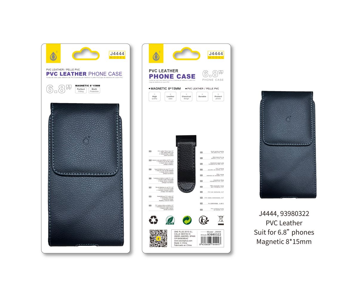 J4444 NE Funda de cinturon magnetico vertical para Smartphone con cuero PVC, Para movil hasta 6.8 pu