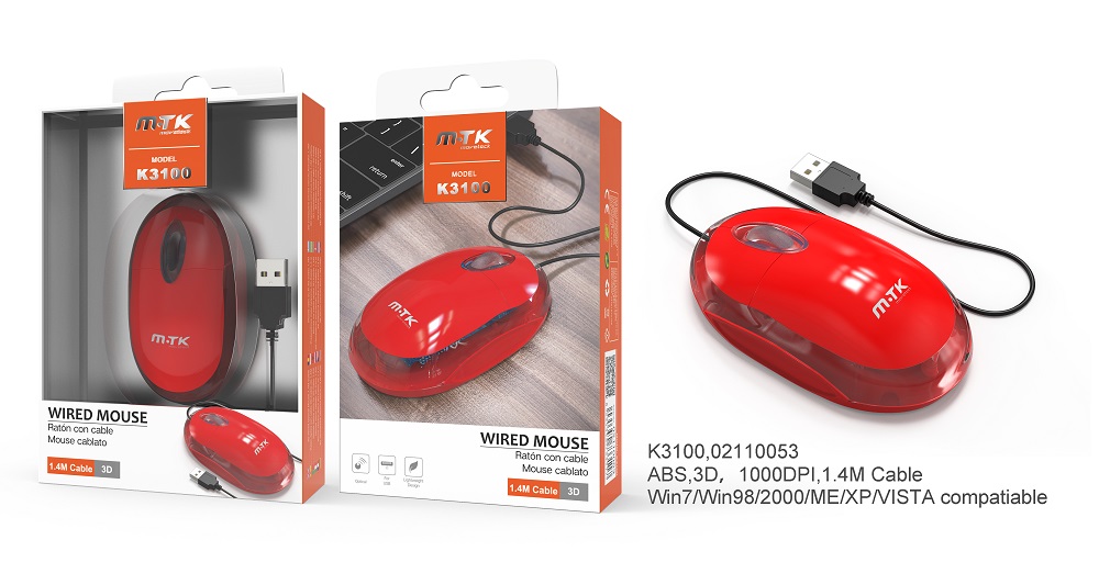 K3100 RJ Raton Optico Dinker K3100 Rojo