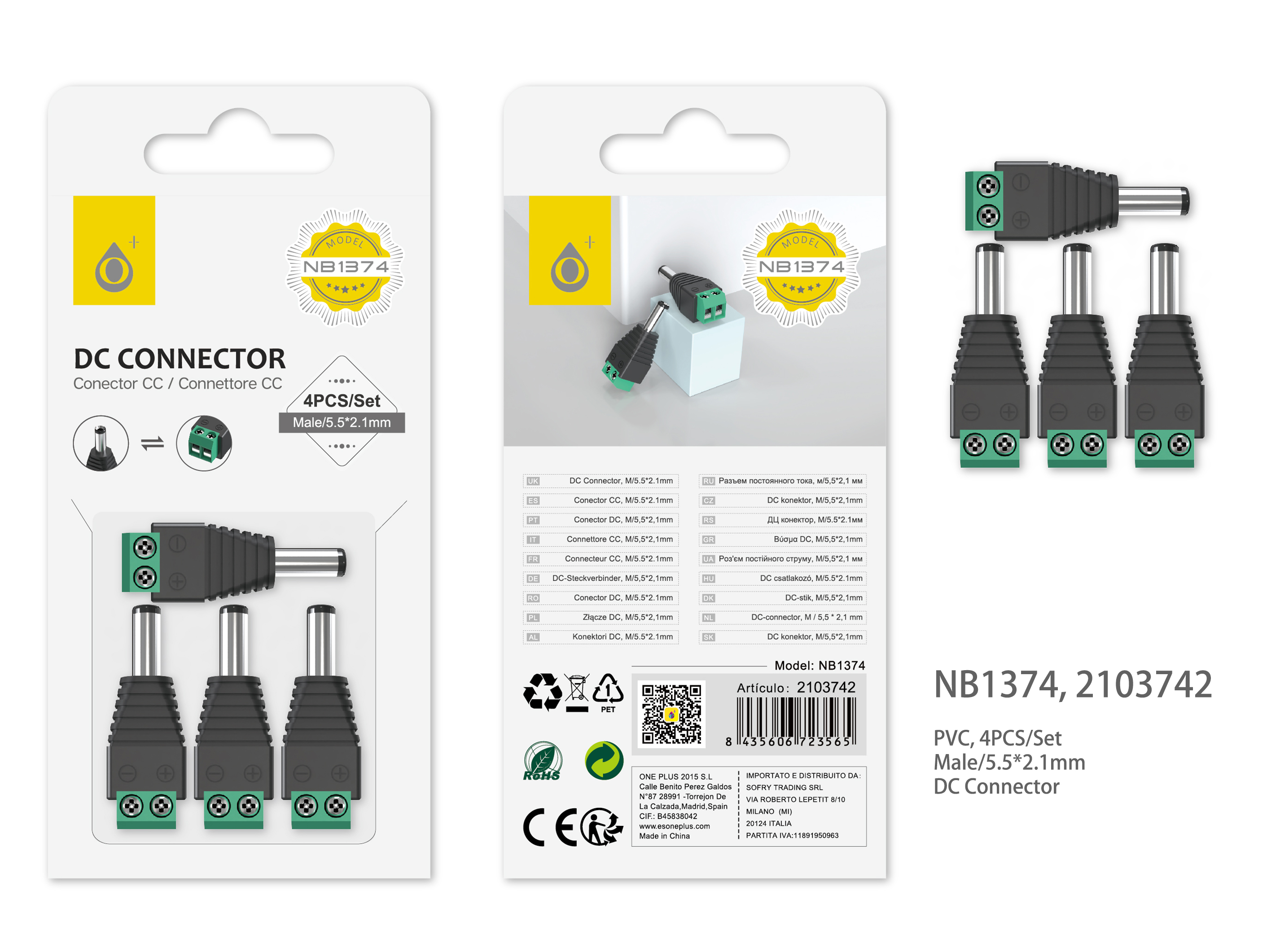 NB1374 NE Conector de Alimentacion DC (5.5*2.1mm),Negro