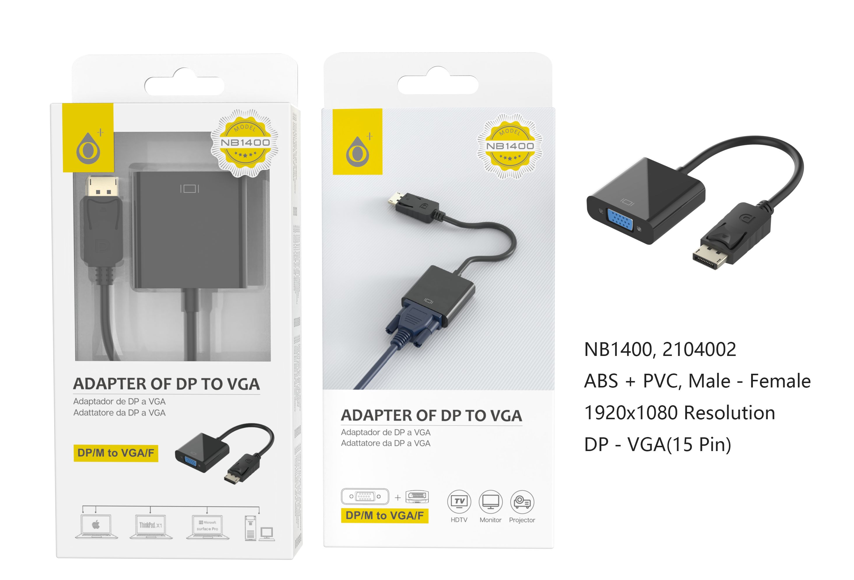 NB1400 NE Adaptador DP a VGA, negro