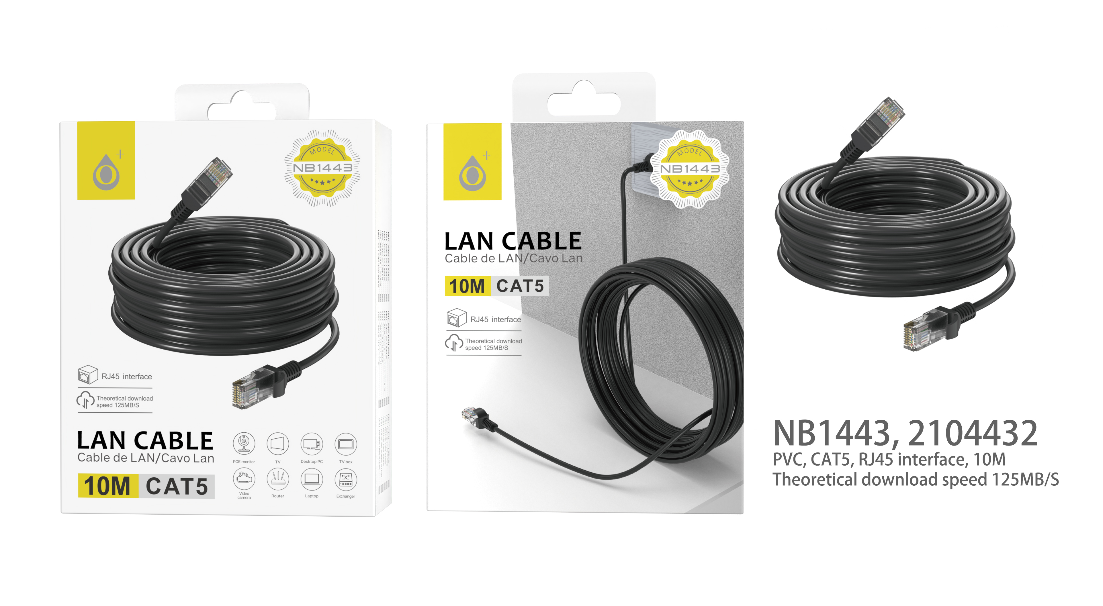 NB1443 NE Cable Internet CAT5 , 10M Longitud, Negro