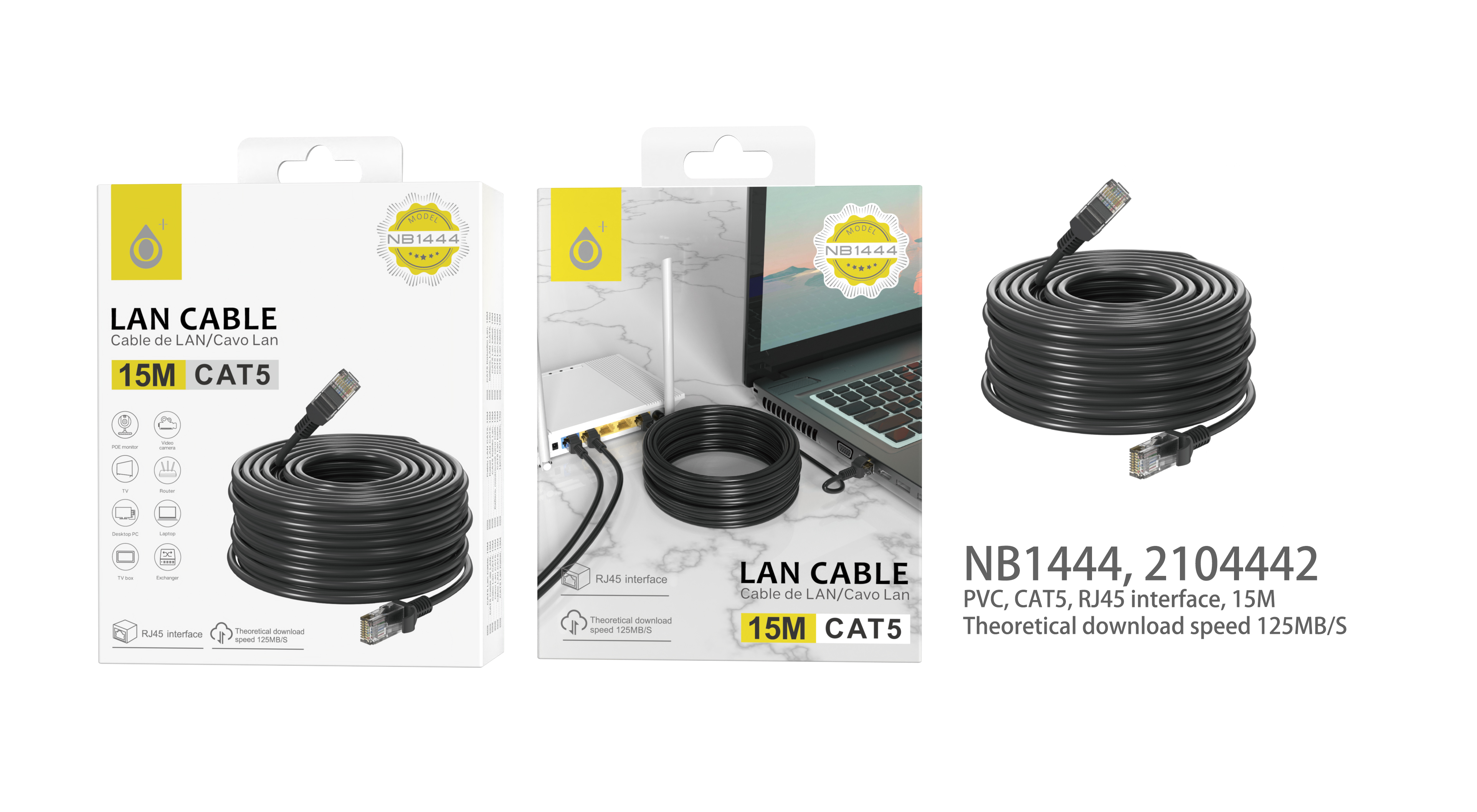 NB1444 NE Cable Internet CAT5 , 15M Longitud, Negro