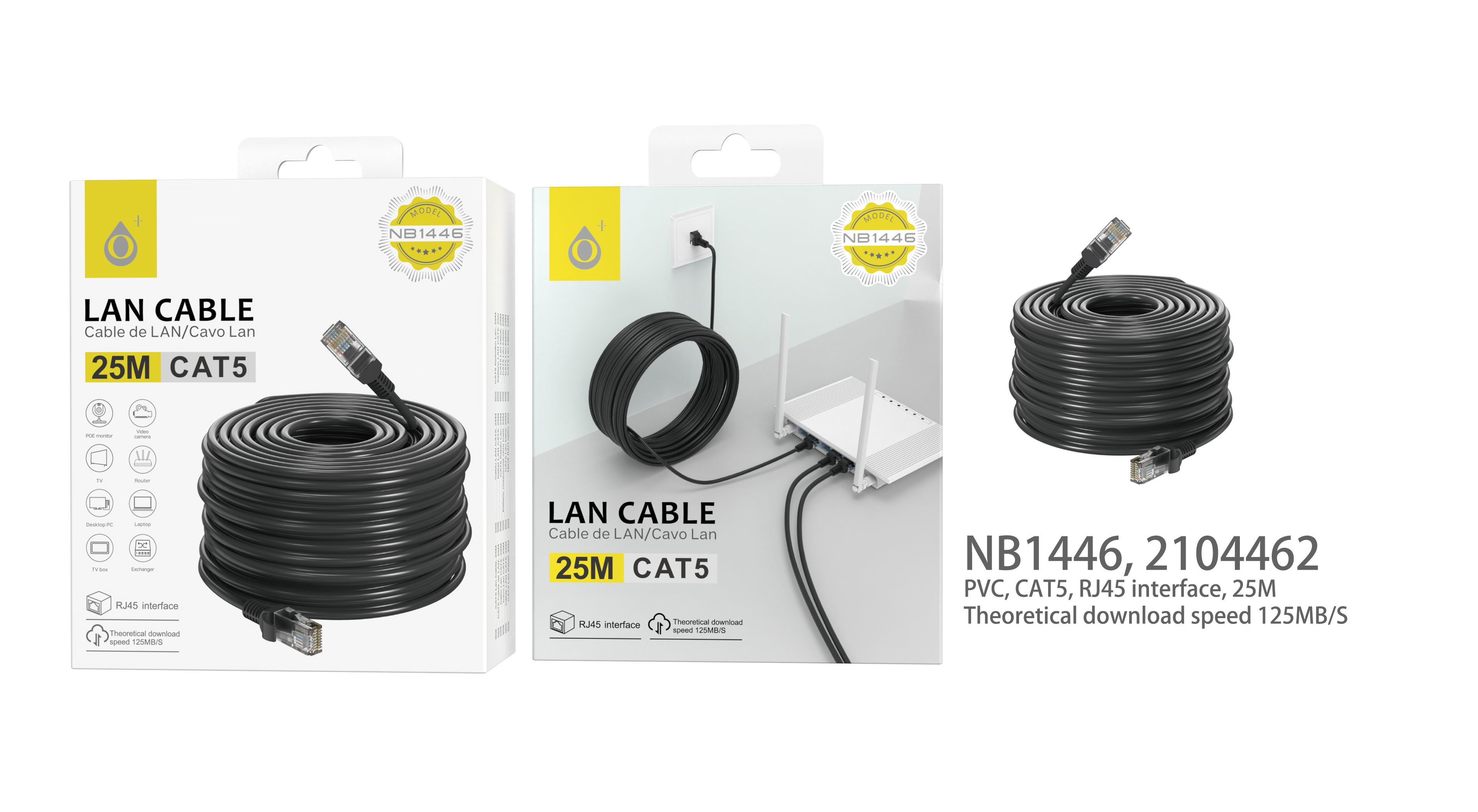 NB1446 NE Cable Internet CAT5 , 25M Longitud, Negro