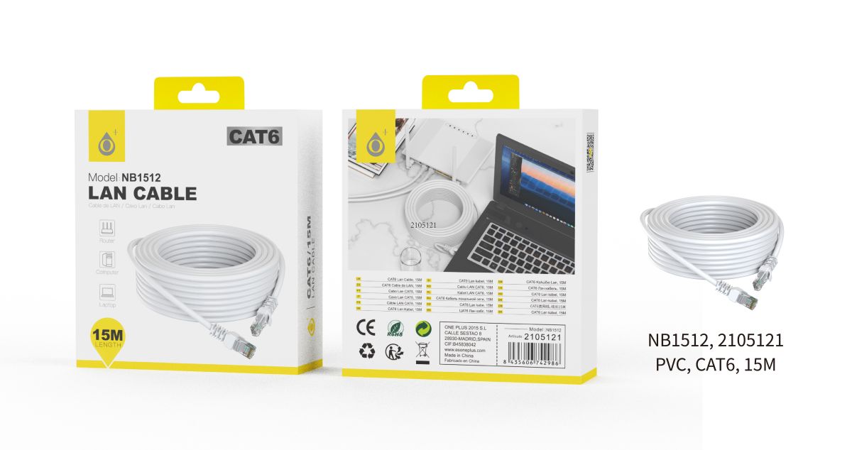 NB1512 BL Cable Internet CAT6 , 15m, Blanco