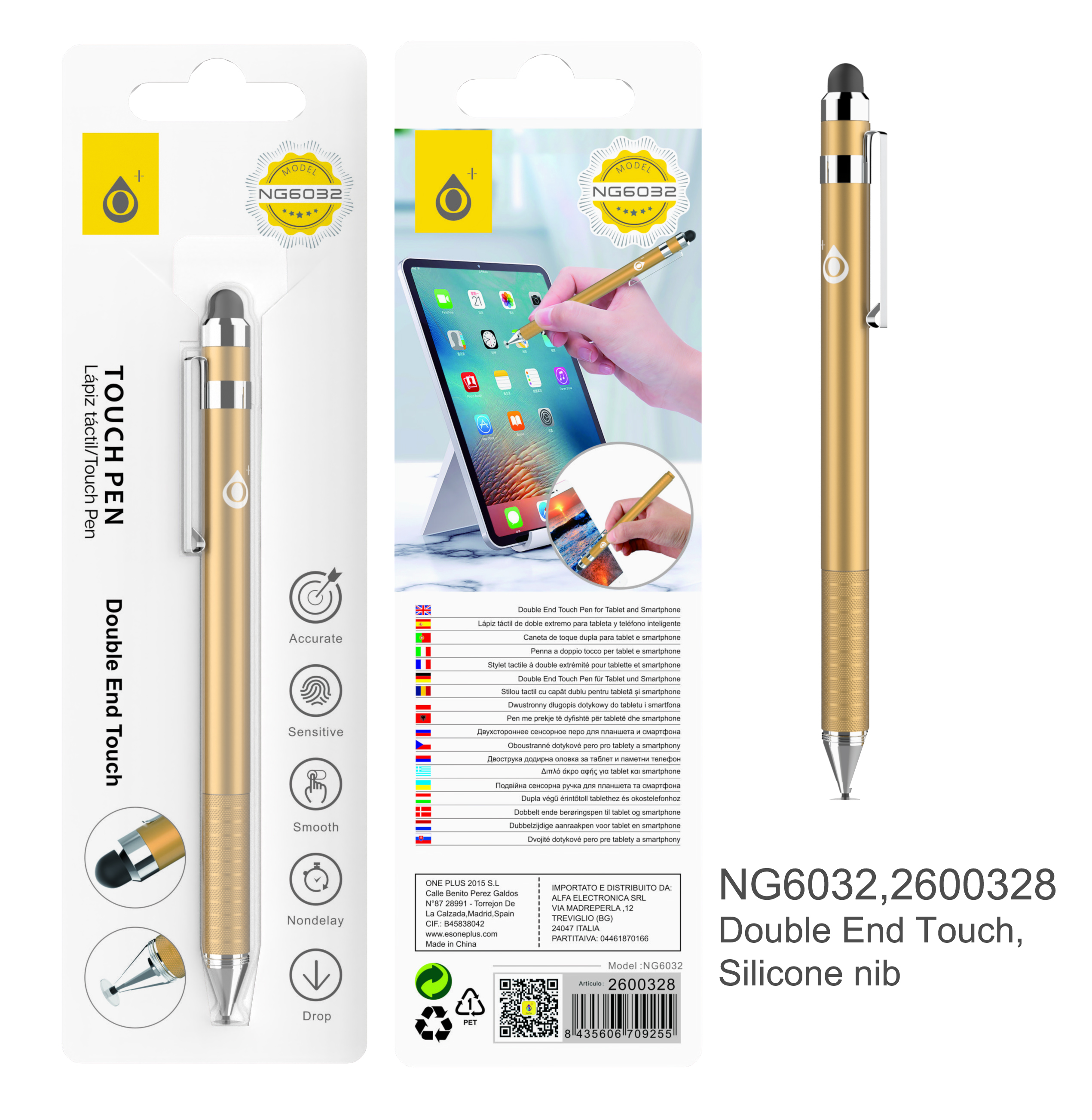 NG6032 OR Puntero de 2 Lados para los Moviles y Tablets, Oro