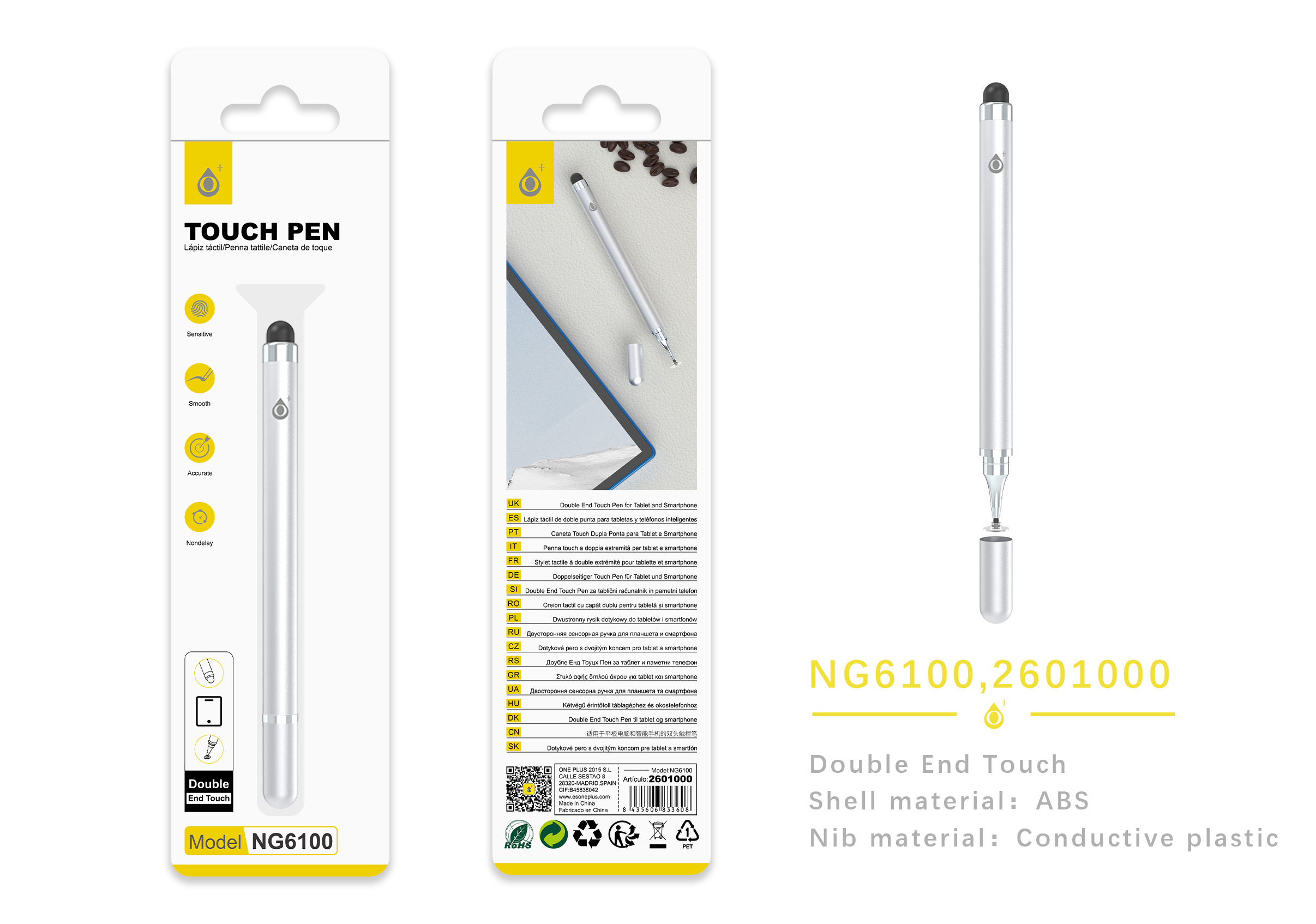 NG6100 GR Puntero doble punta para los Moviles y Tablets, Gris