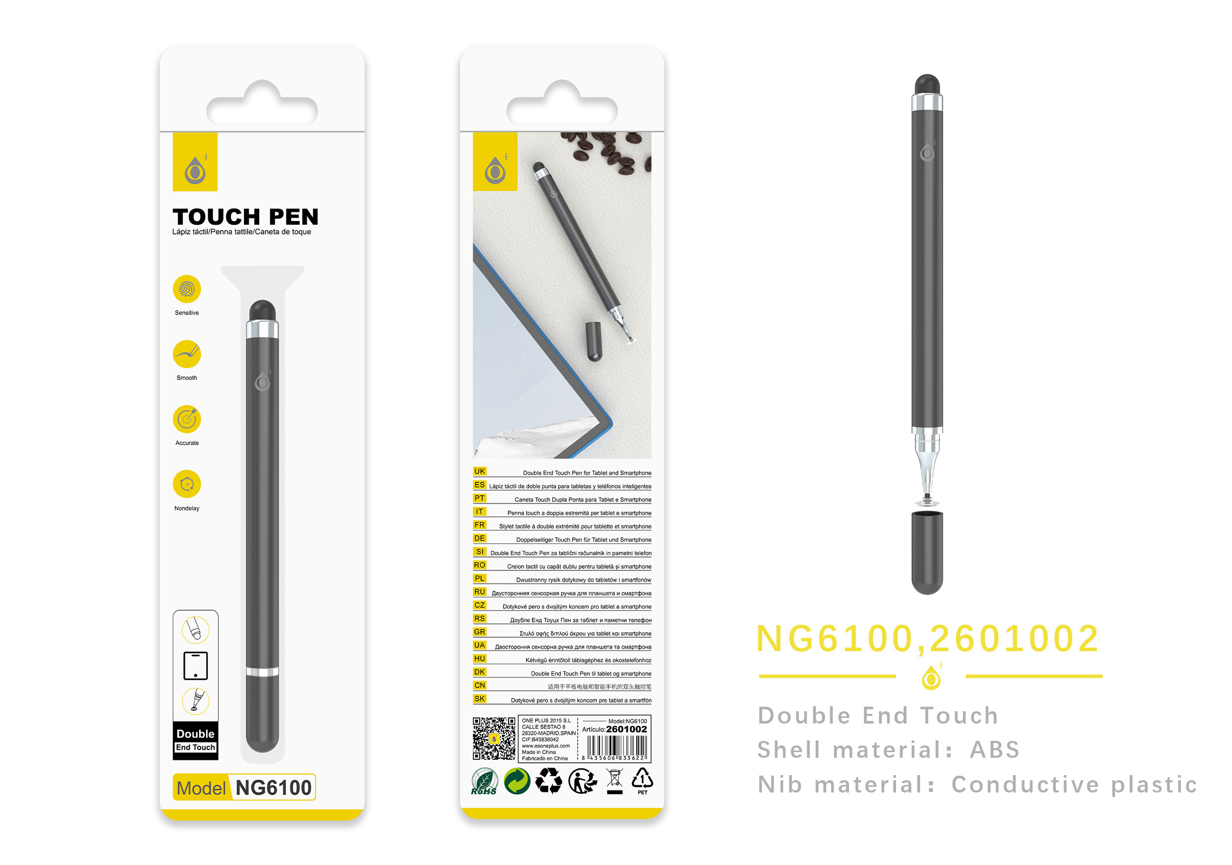 NG6100 NE Puntero doble punta para los Moviles y Tablets, Negro