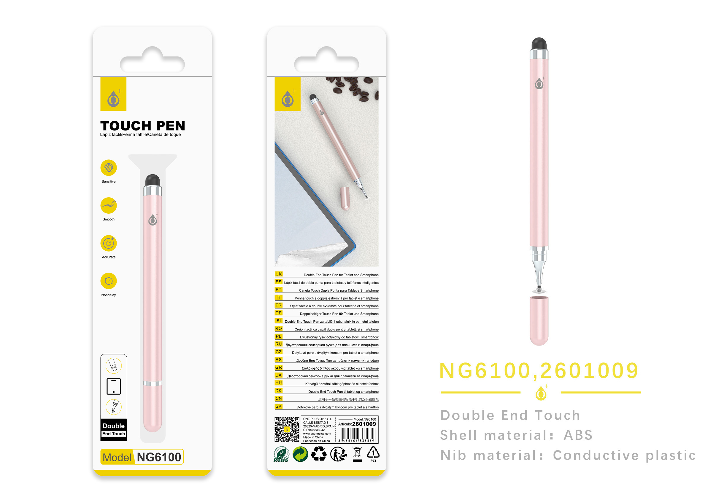 NG6100 RS Puntero doble punta para los Moviles y Tablets, Rosa