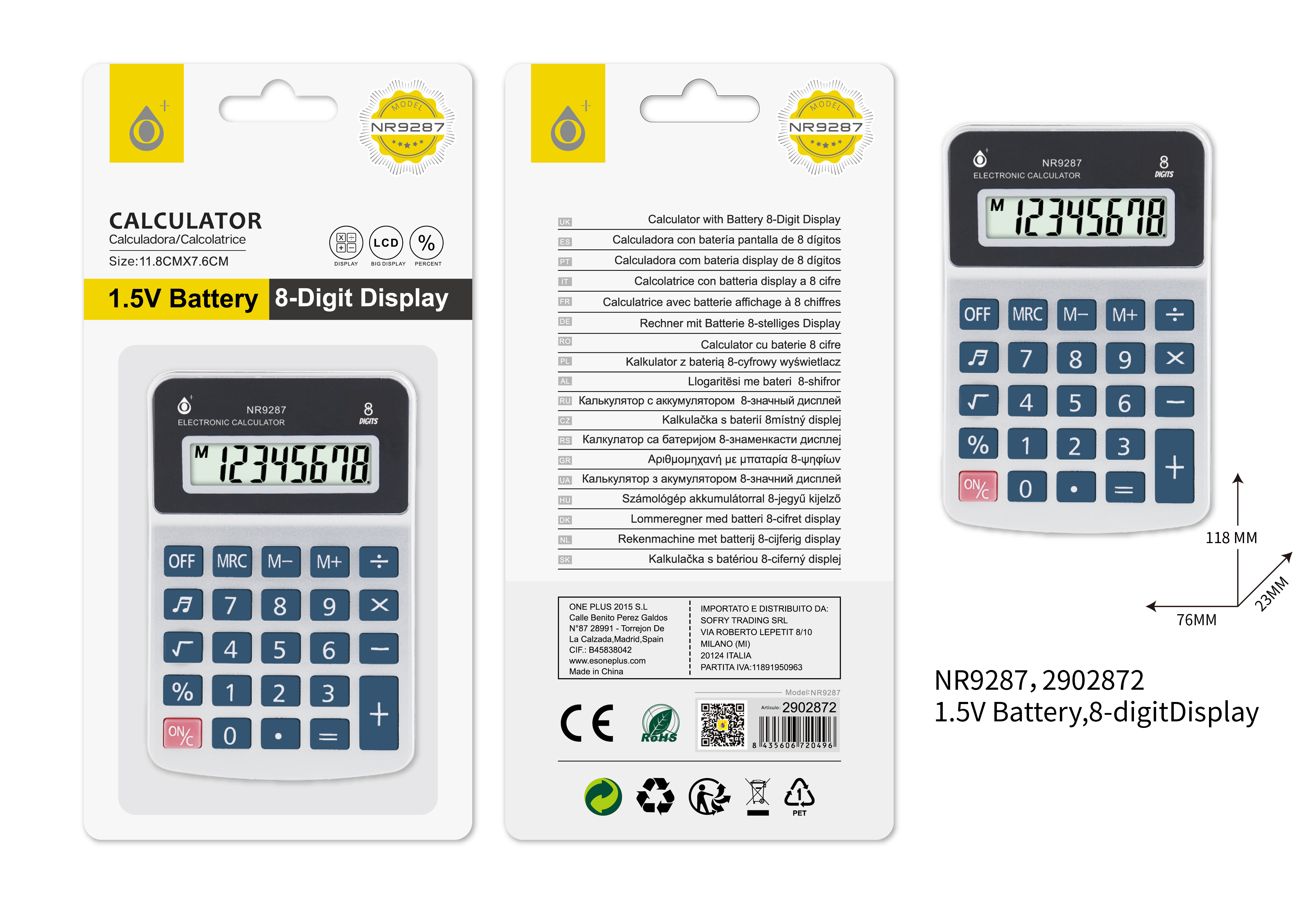 NR9130 NE Calculadora de 12 d¨ªgitos con Pantalla LCD, Teclados grandes, Energ¨ªa Solar y Bater¨ªa 1*AA, Tama?o 15 x 12cm, Negro