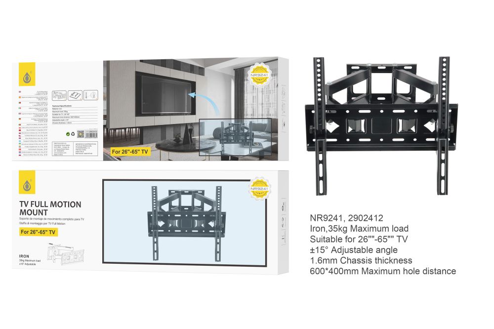 NR9241 NE Soporte de Montaje de Movimiento Completo para TV para 26"-65",Iron, Angulo Ajustable ?5?