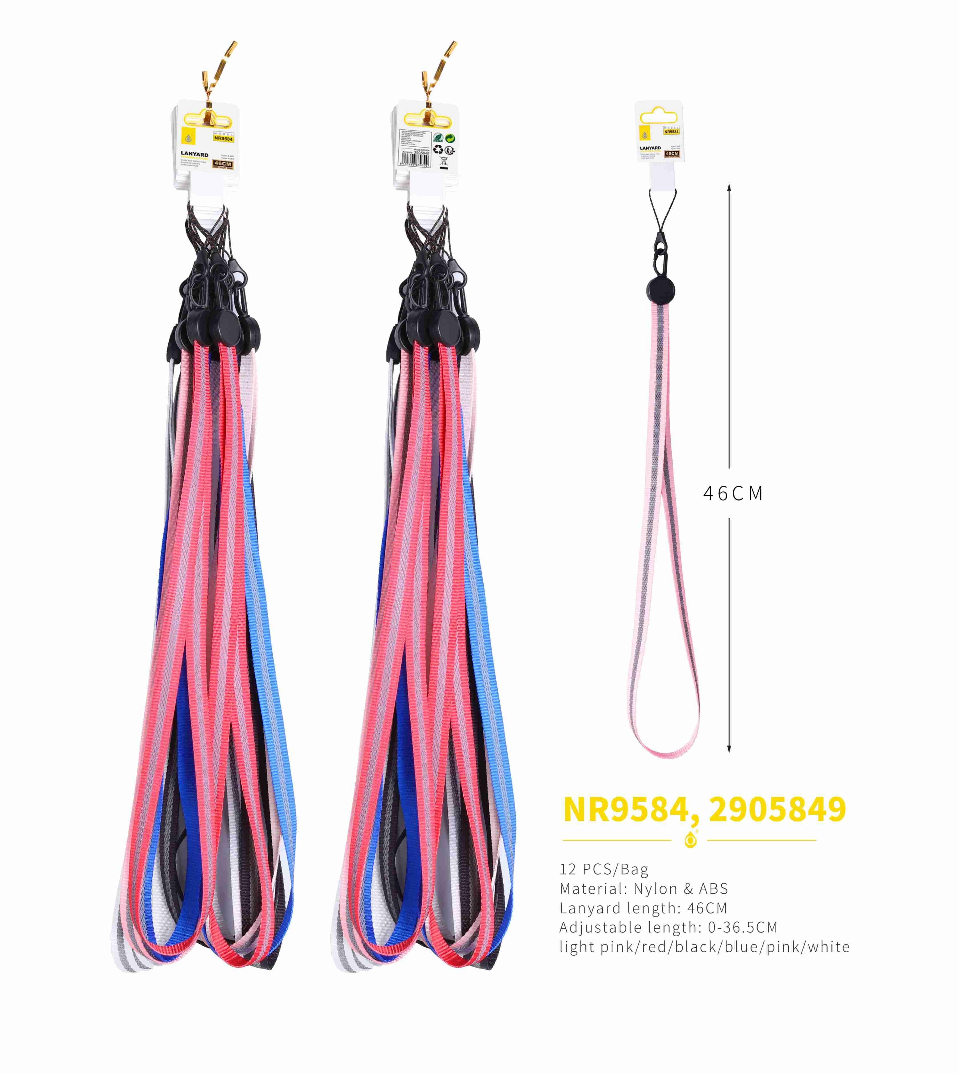NR9584 Correa Liso de cuello para movil, Longitud 46cm 12pcs/pack, Colores (Solo venta por paquete)