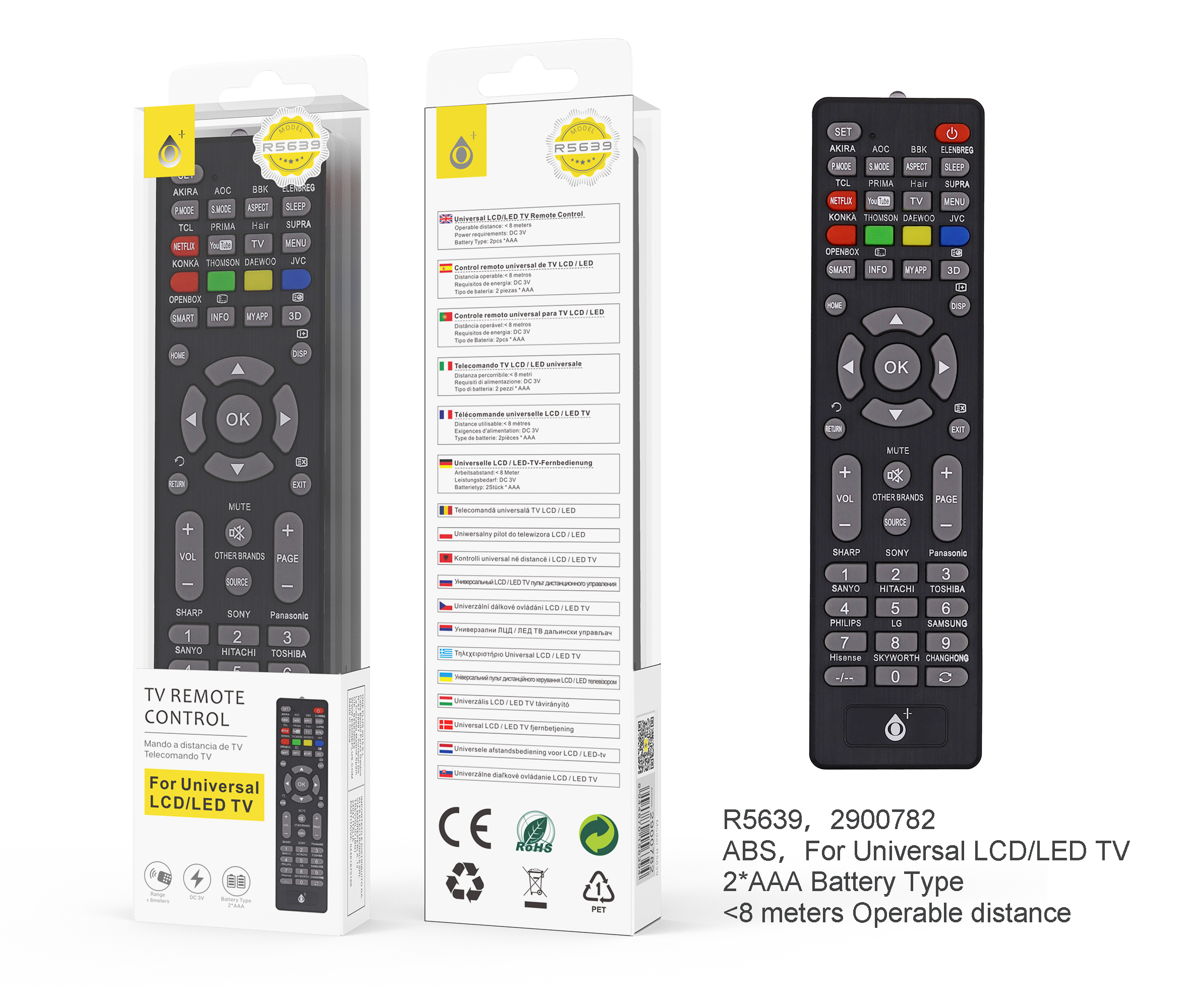 R5639 NE Mando Universal de TV , Negro