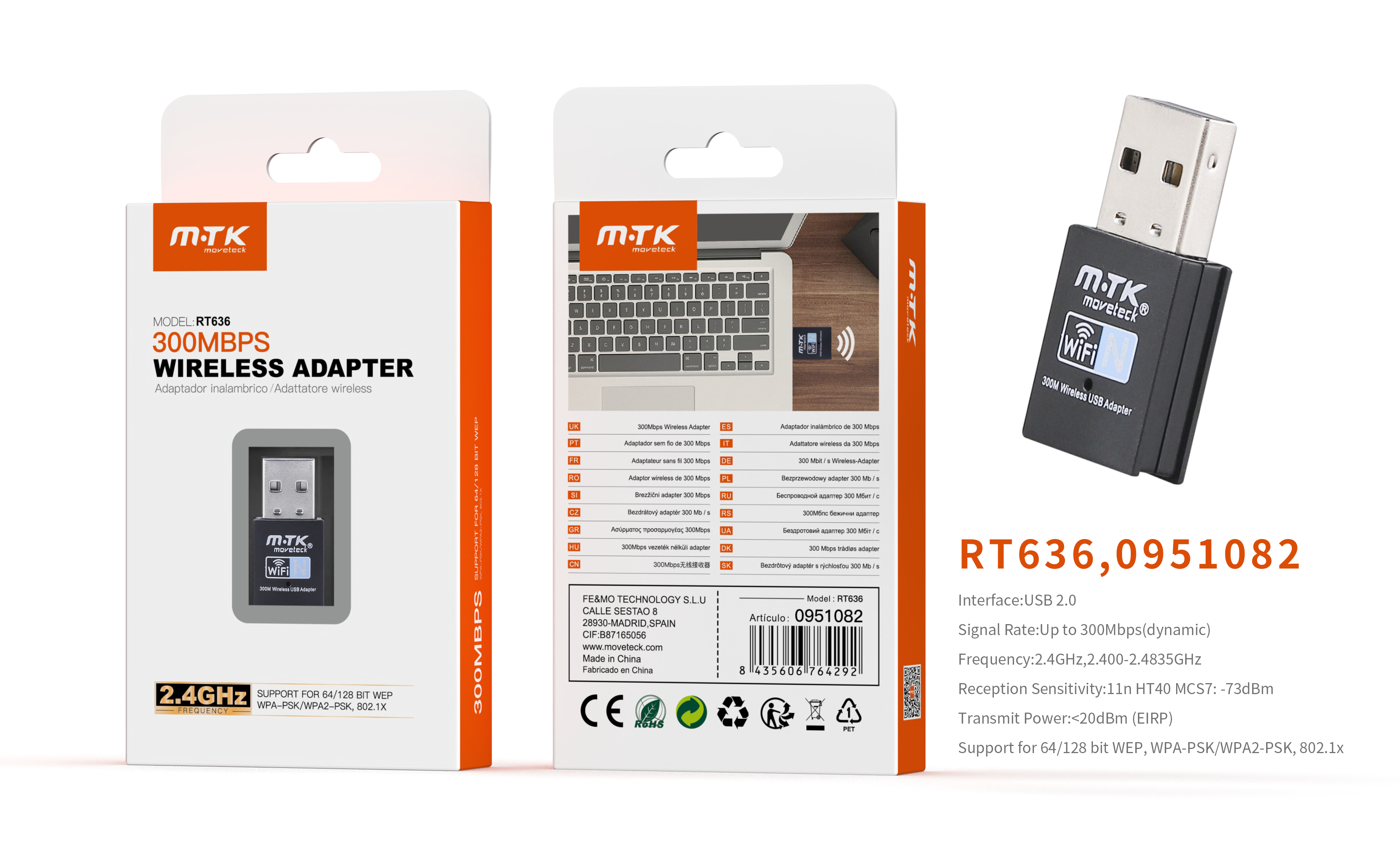 RT636 NE Adaptador USB a LAN , Blanco