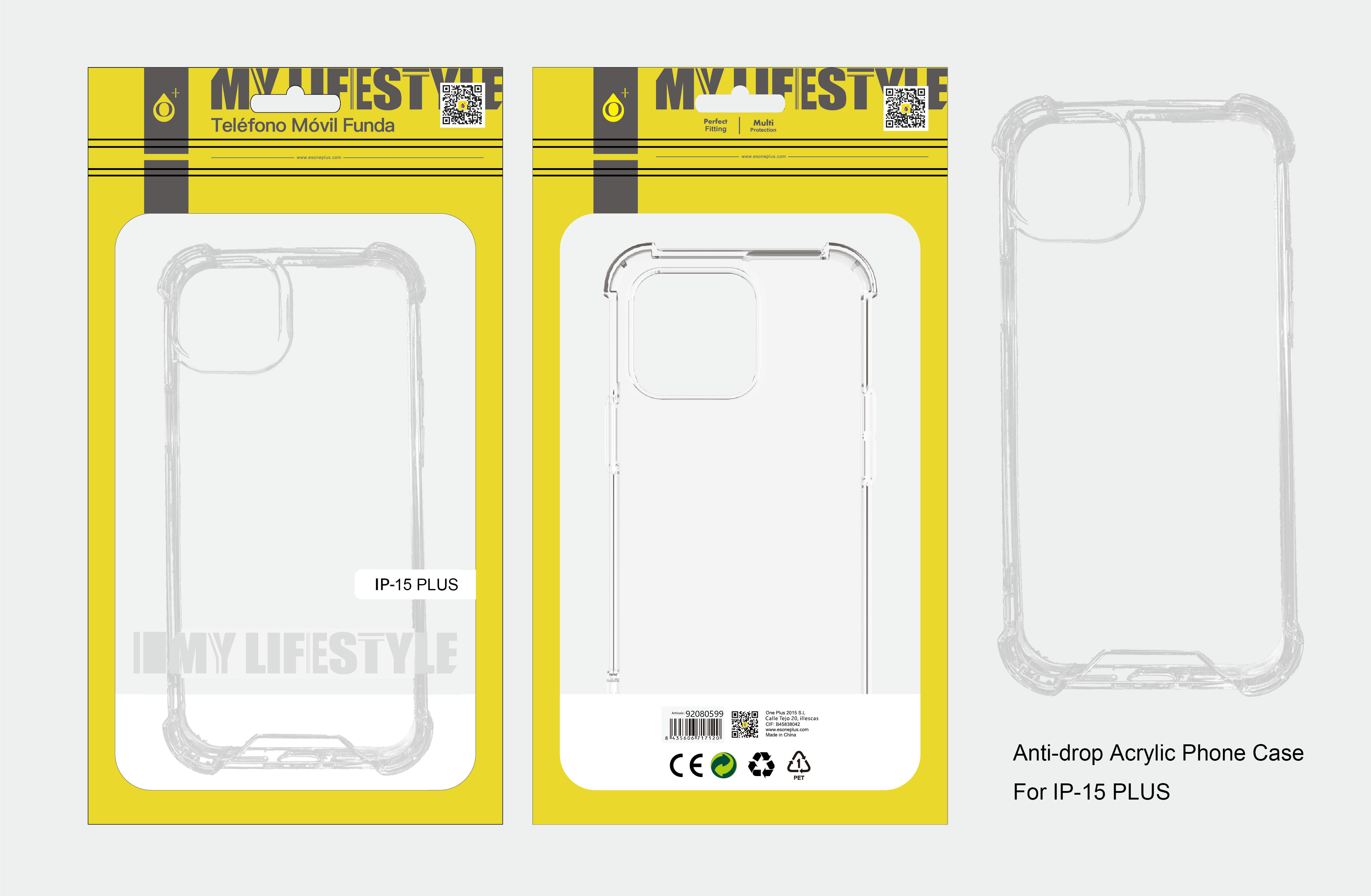 TR Funda de Movil Acrilico Anti-Golpes para Iphone 15 Plus, Transparente