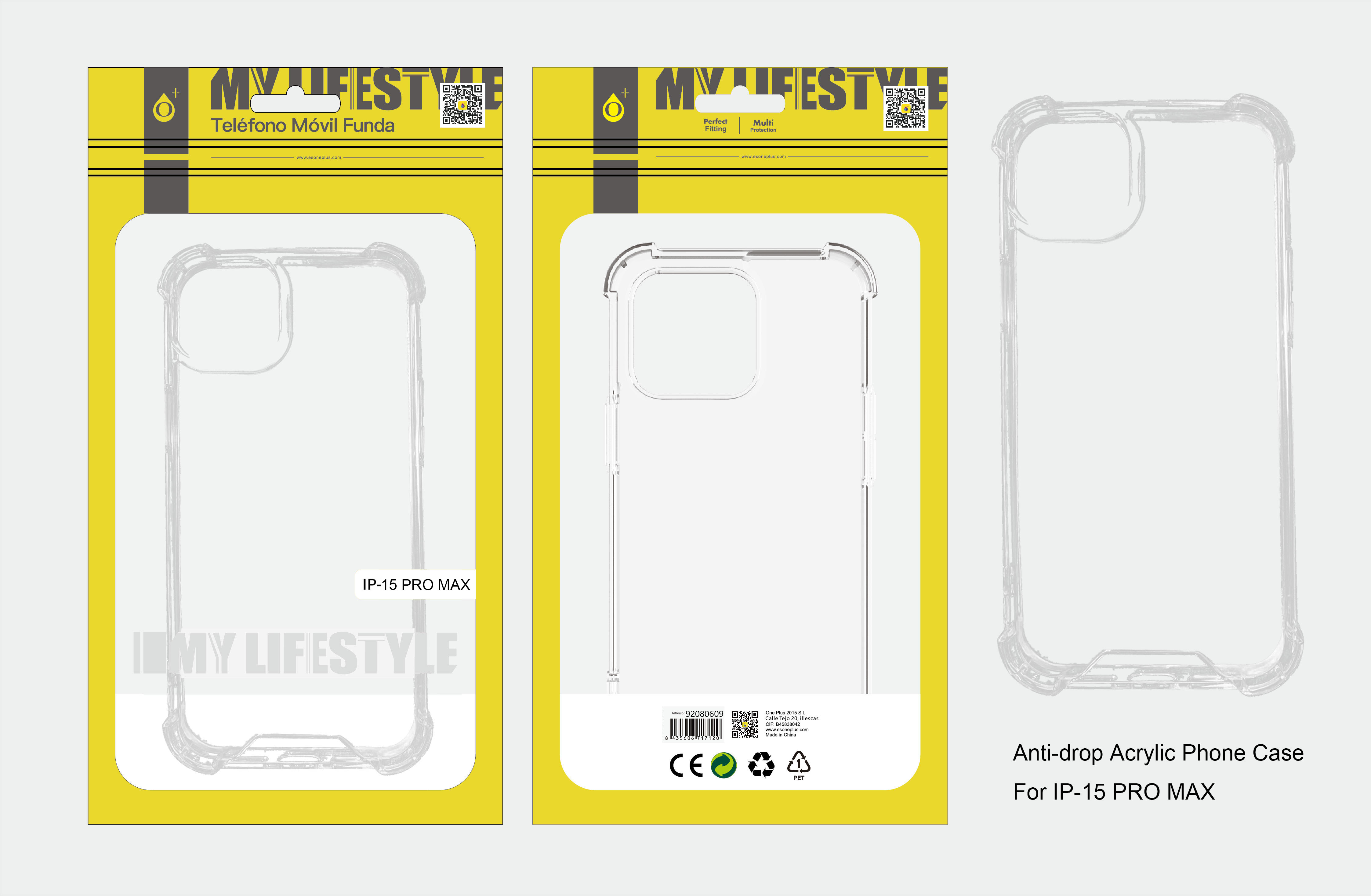 TR Funda de Movil Acrilico Anti-Golpes para Iphone 15 Pro Max Transparente